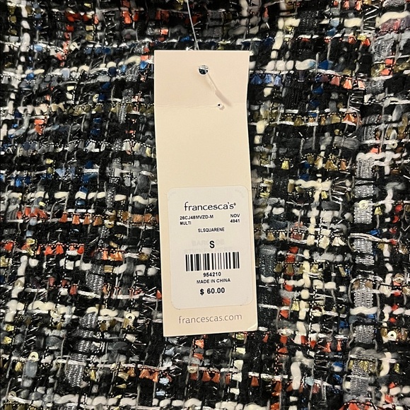 Francesca's Collections Tweed Camisole - Black and Gray - Picture 2 of 2